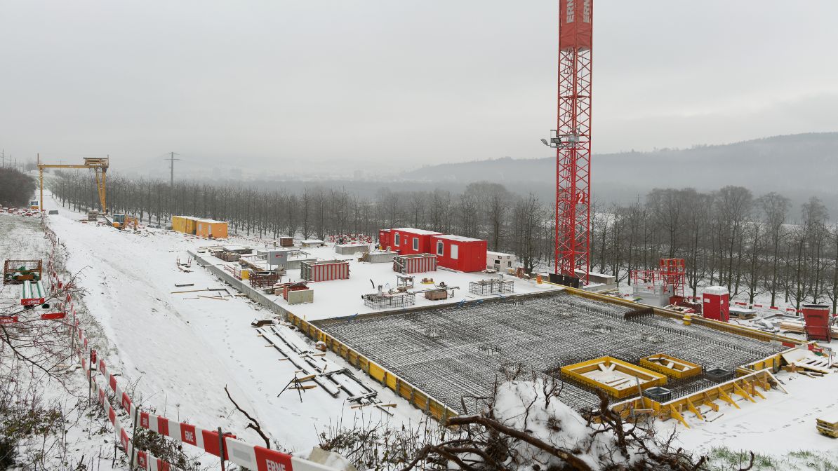 Übergangsbauwerk Süd:  Bau der letzten Deckenetappe